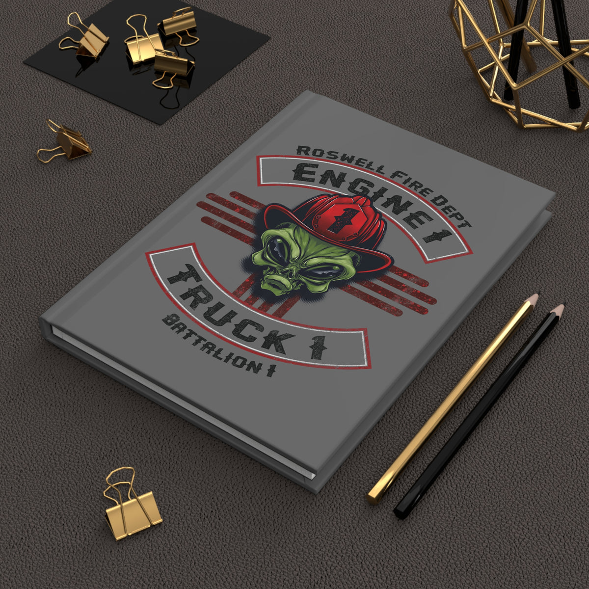 Engine 1, Truck 1, Battalion 1 (Hardcover Notebook)